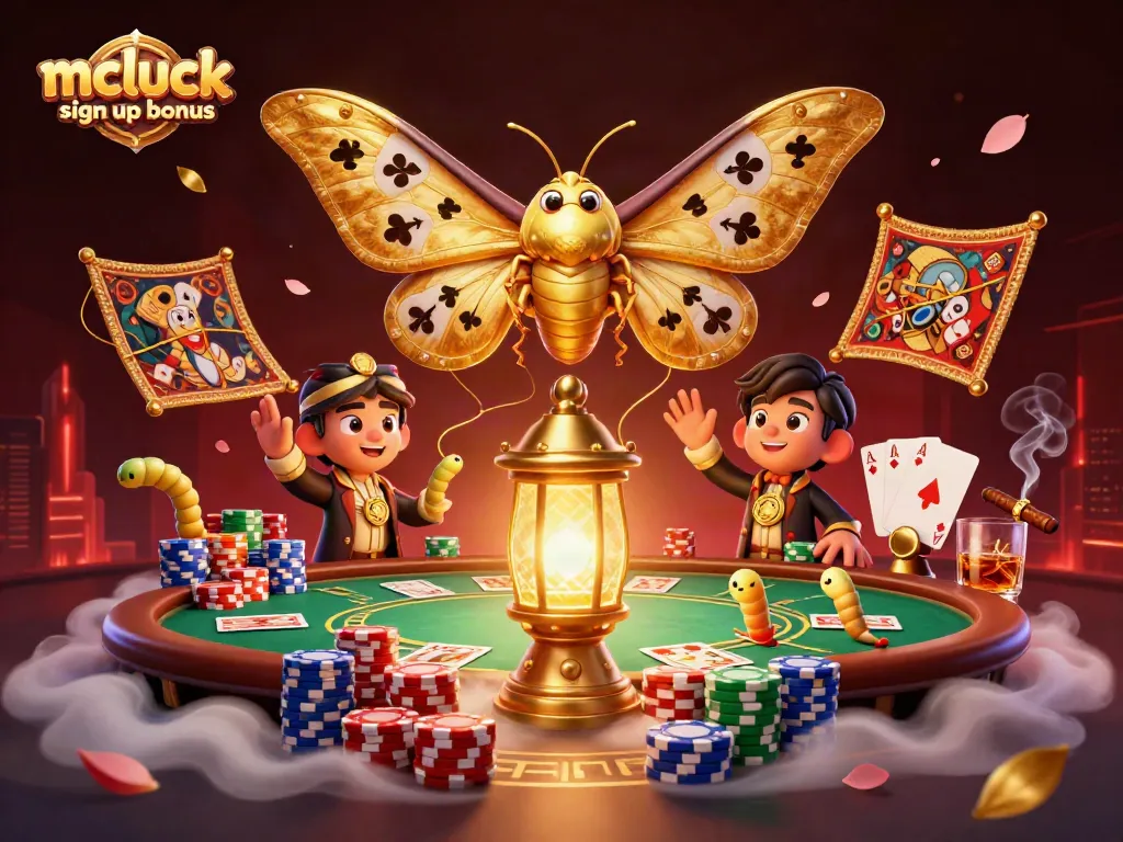 Experience the excitement of the mcluck sign up bonus with vibrant casino-themed illustration featuring lucky symbols.