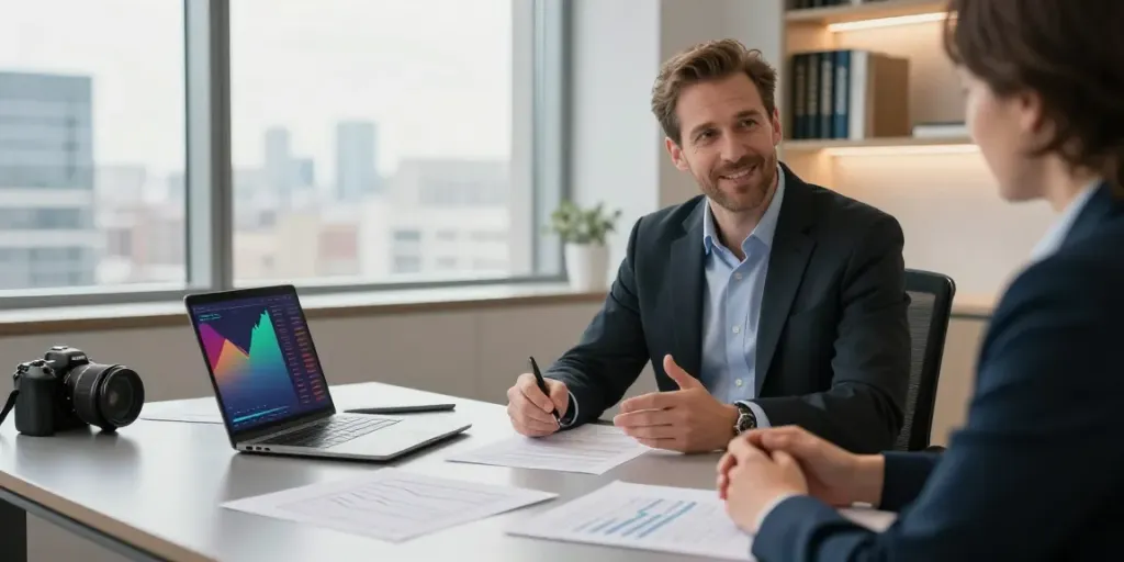 Ed Rempel review showcasing a financial advisor consulting with a client in a modern office.