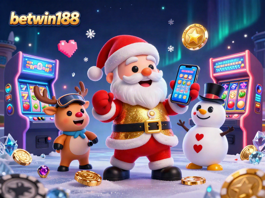 Experience exciting wins with betwin188 featuring a whimsical casino scene of festive characters.