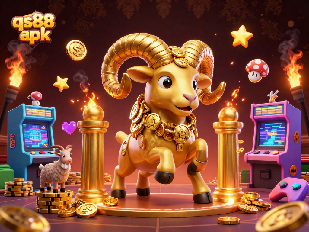 Engage with the thrilling qs88 apk experience as the golden ram charges through a stunning casino scene.