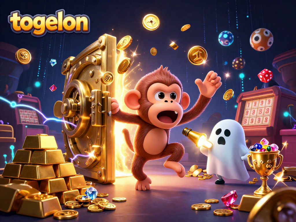 Engage with togelon in this vibrant 3D illustration showcasing lottery excitement and treasure.