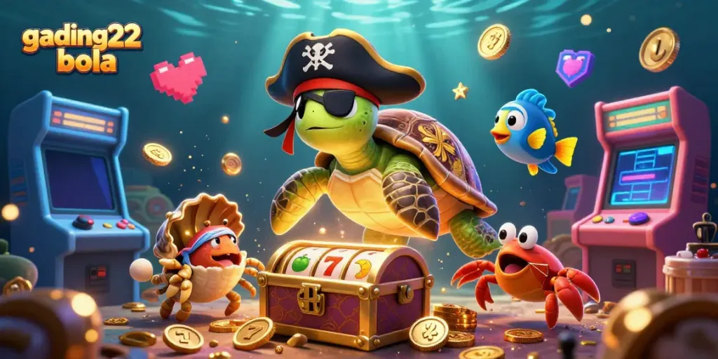 Experience gading22 bola with this vibrant underwater casino scene featuring treasure and game elements.