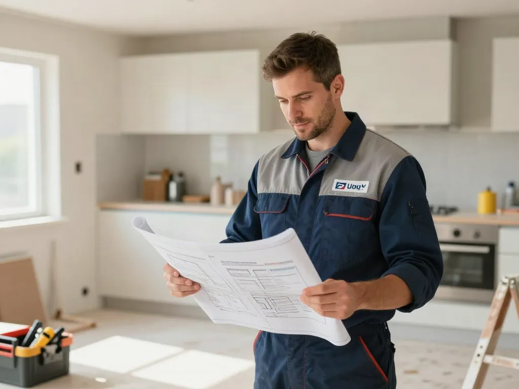Wish4d home renovation expert reviewing plans at a trusted local business site.