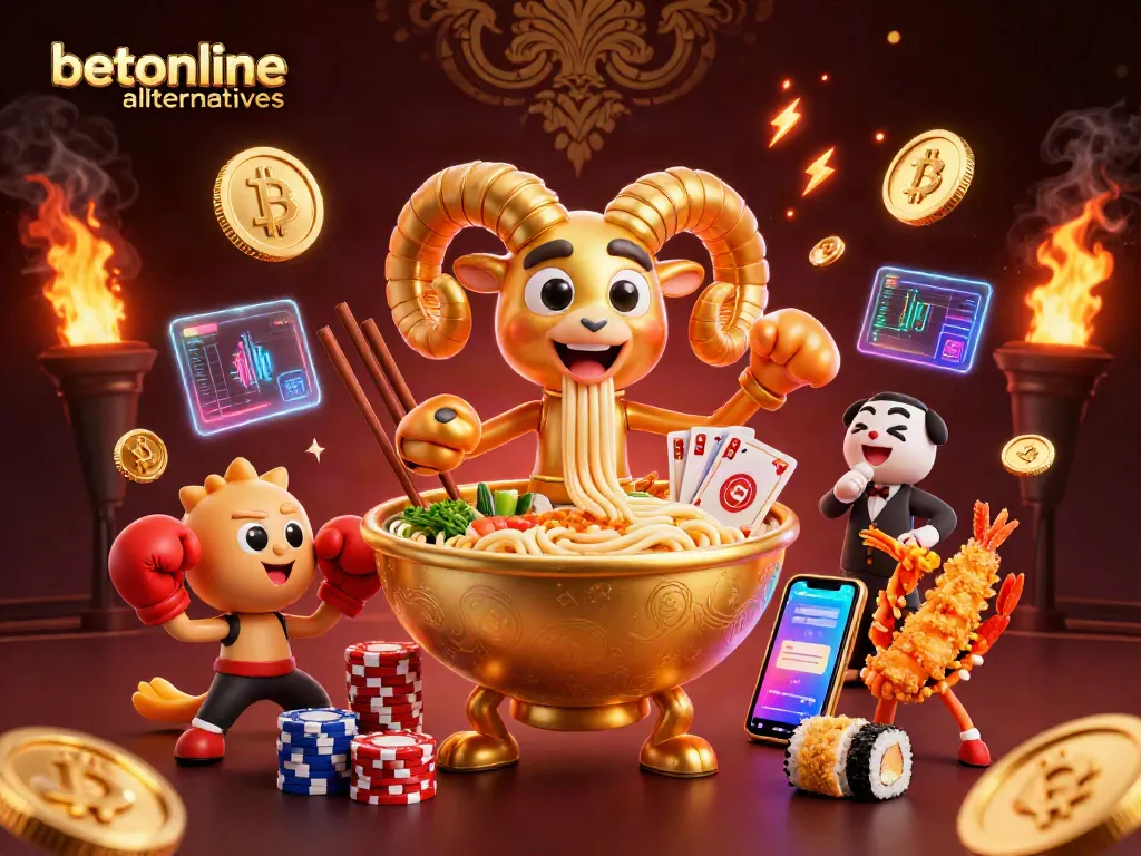 Engage with betonline alternatives through vibrant casino-inspired characters and crypto elements.