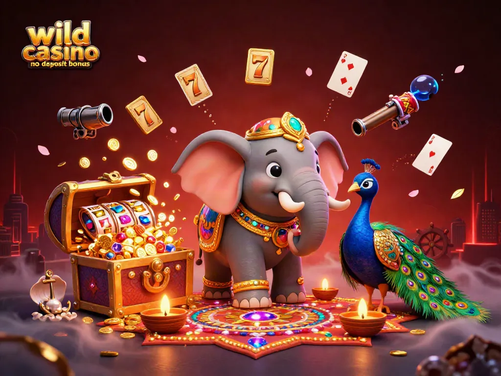 Unlock the wild casino no deposit bonus with a vibrant 3D illustration showcasing gaming elements and excitement.