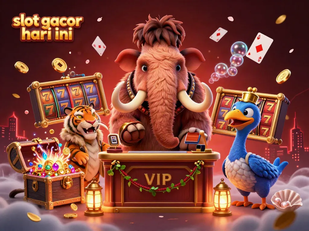 Play exciting slot gacor hari ini with vibrant characters and casino elements in a detailed 3D illustration.