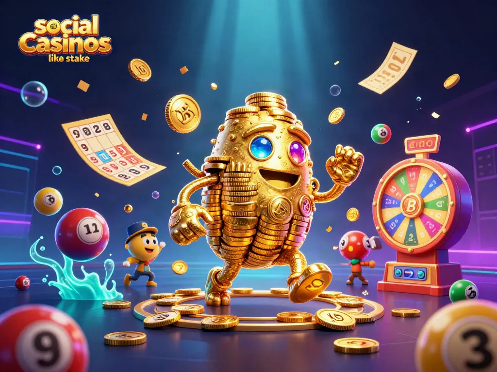 Engage with social casinos like stake offering vibrant lottery elements and golden golem themes.