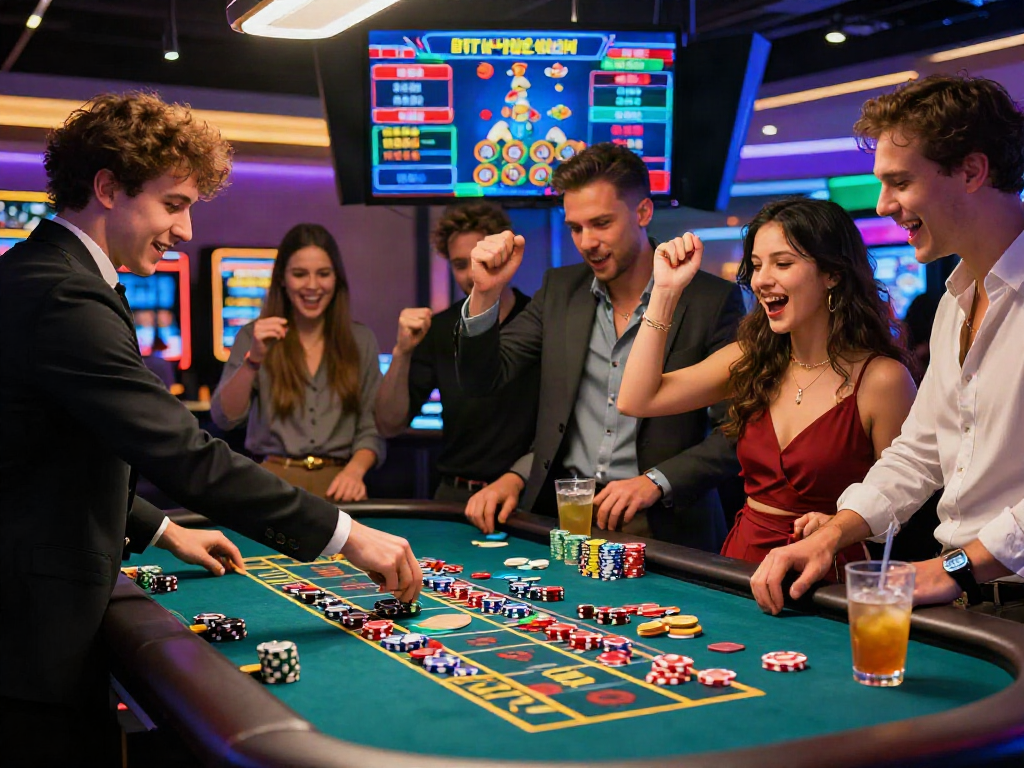 Celebrating a winning moment at a casino table, emphasizing 먹튀검증 for safe gaming.