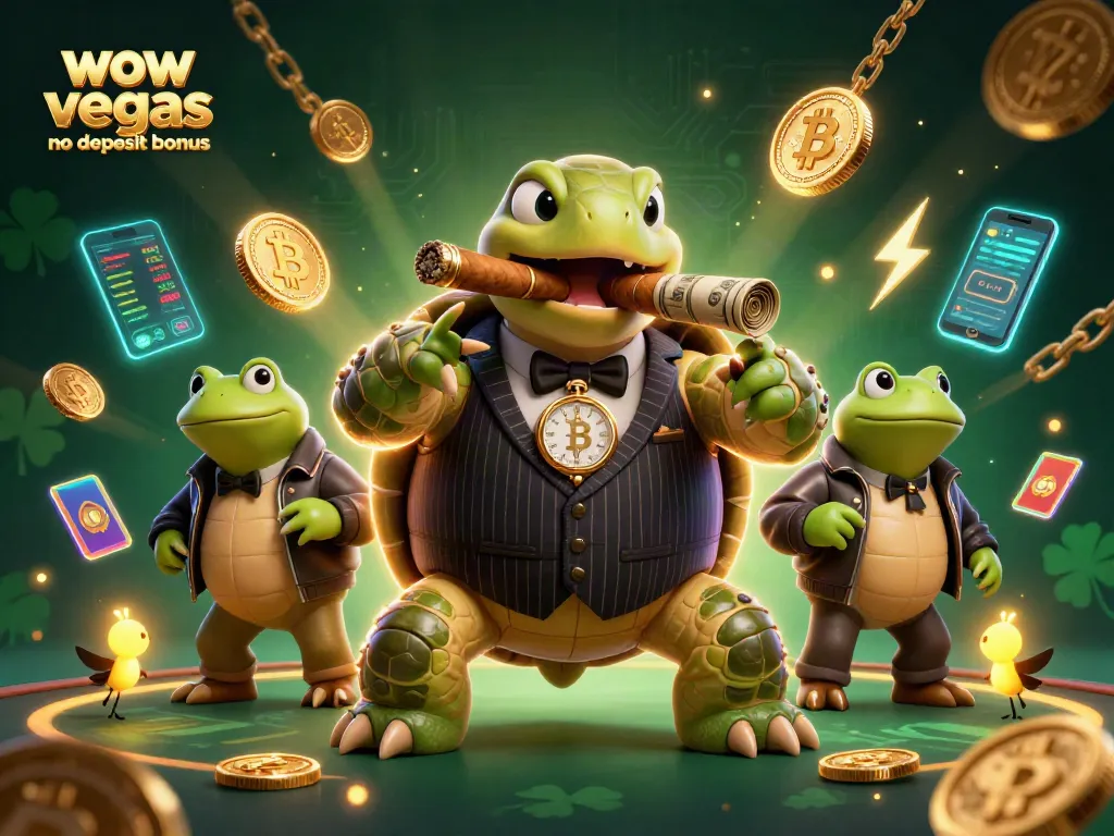 Engage with the WOW Vegas no deposit bonus for free coins, featuring fun casino characters and vibrant game elements.