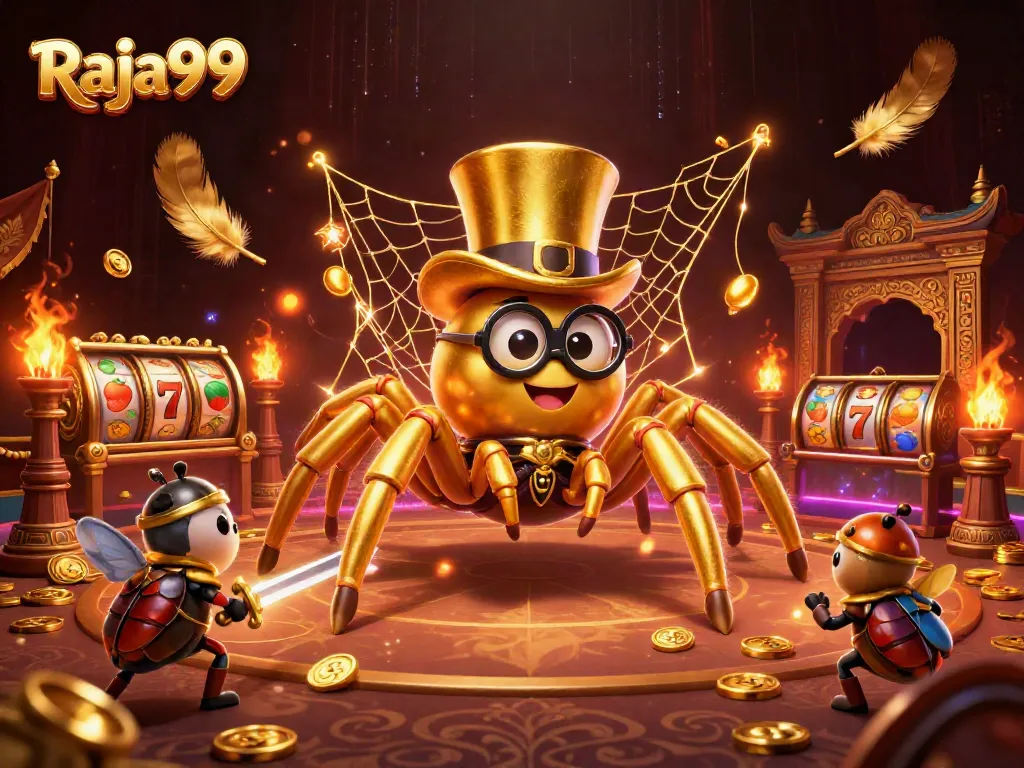 Raja99 menghadirkan ilustrasi luar biasa dengan karakter kasino dalam suasana permainan slot