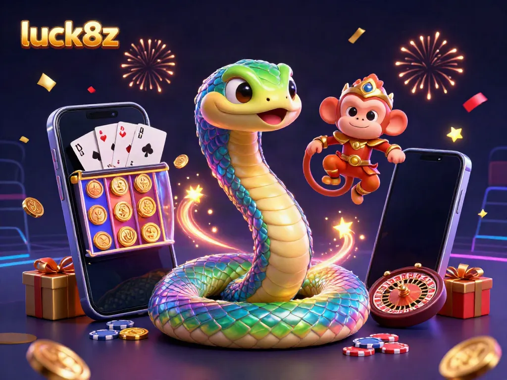 Experience the excitement of luck8z with a vibrant 3D casino scene featuring animated characters and thrilling game elements.