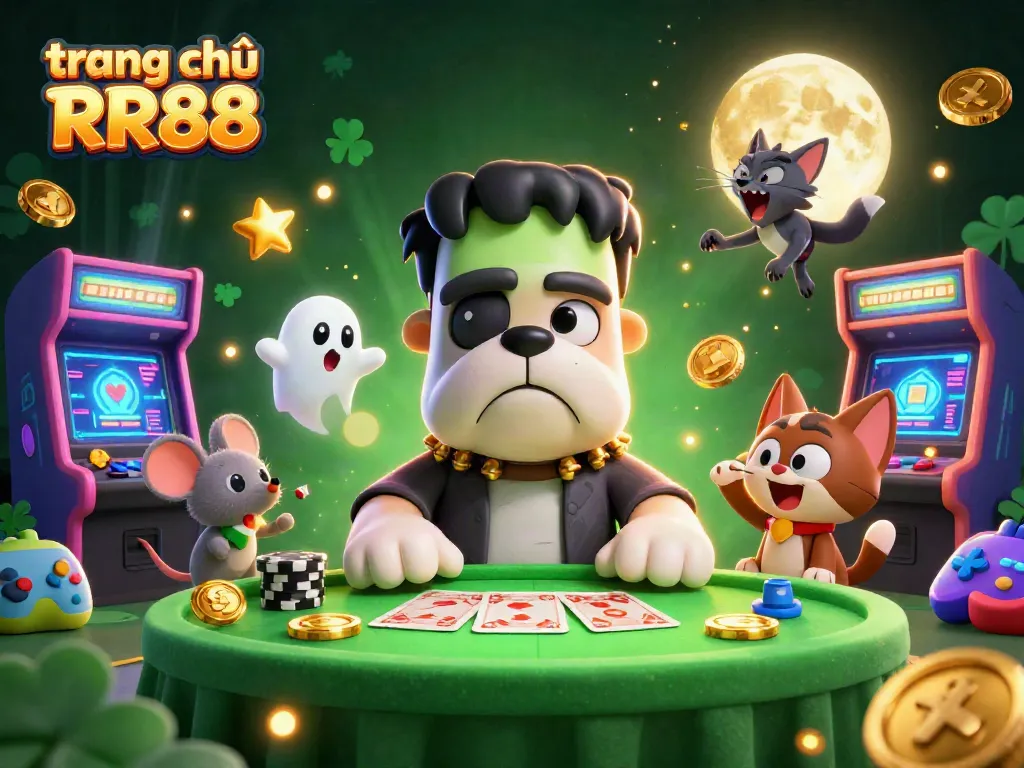 Engage with the thrilling experience of trang chủ RR88 showcasing a vibrant 3D casino scene full of energy and excitement.