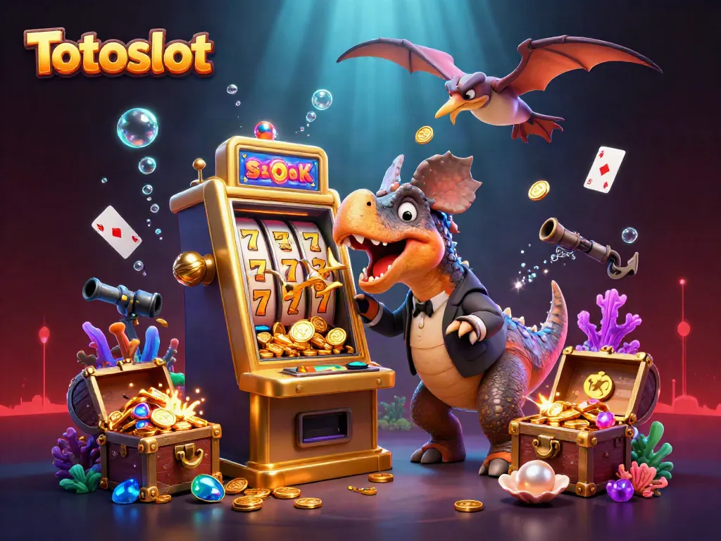 Slot Totoslot memicu jackpot dengan bantuan dinosaurus lucu, menambah keseruan kasino online.