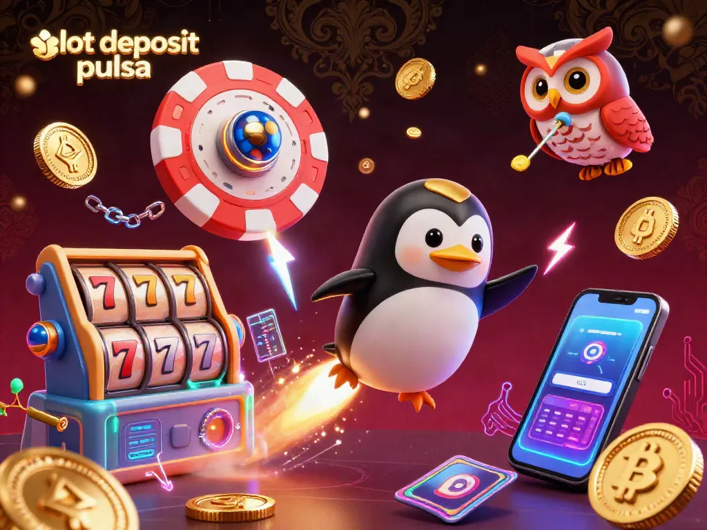 Bet on slot deposit pulsa and win with a rocket-powered penguin navigating a vibrant casino universe.