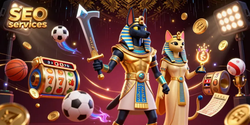 Experience the thrill of SEO services with a vibrant 3D casino illustration showcasing gaming excitement and strategy.