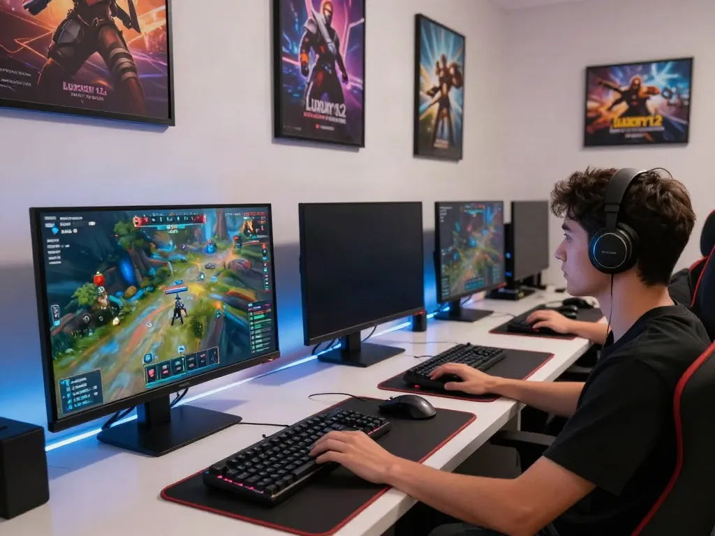Immerse in the Luxury12 gaming experience with high-end setups and vibrant graphics.