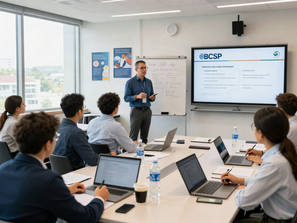 CSP Certification training session with engaged professionals learning in a modern classroom environment.