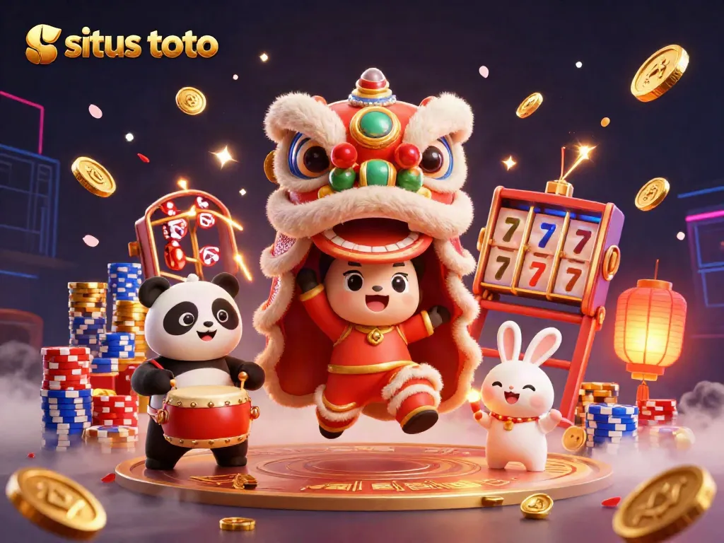 Experience the excitement of situs toto with vibrant casino elements and characters celebrating luck.