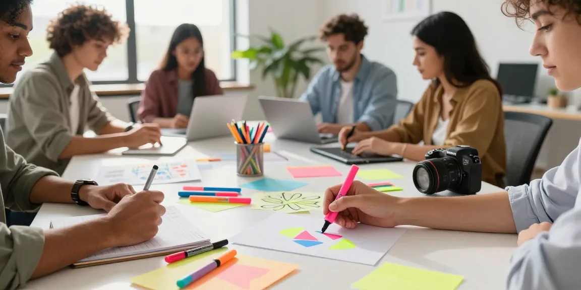 Dynamic workspace highlighting a highlighter pen supplier's colorful products.