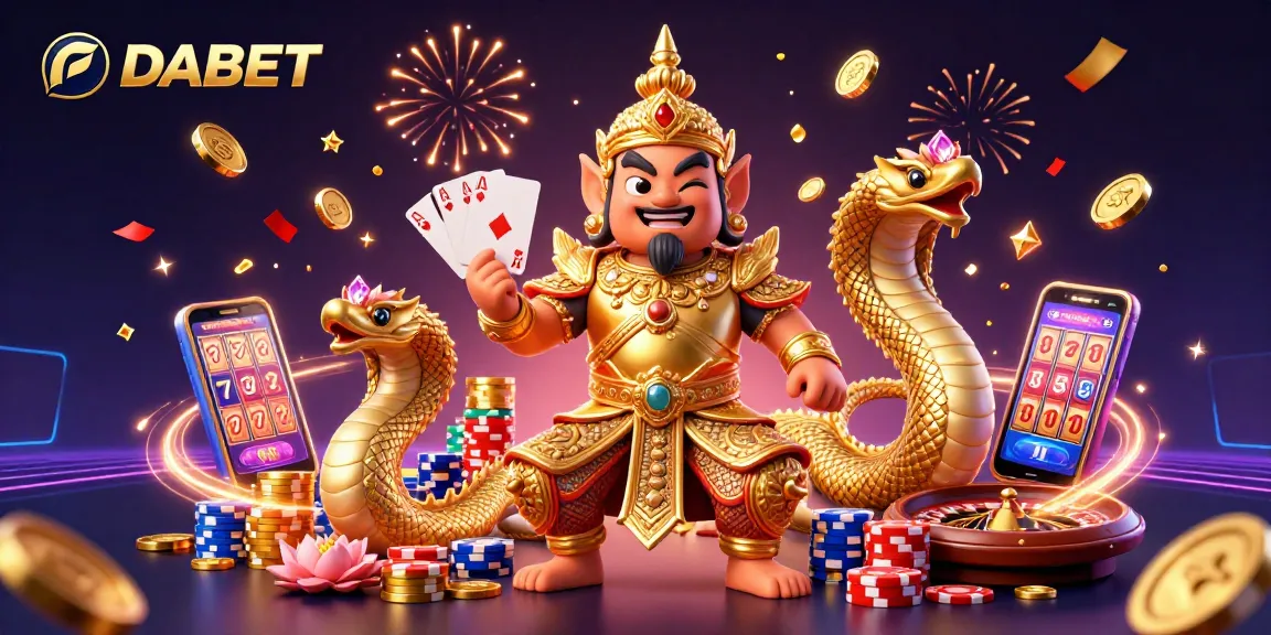 DABET action-packed poker scene featuring vibrant characters, chips, and golden winnings.