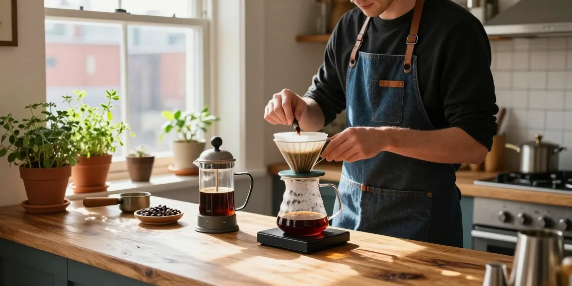 Craft delicious coffee using Ebb filters in cozy kitchen ambiance at www.ebbfilter.com