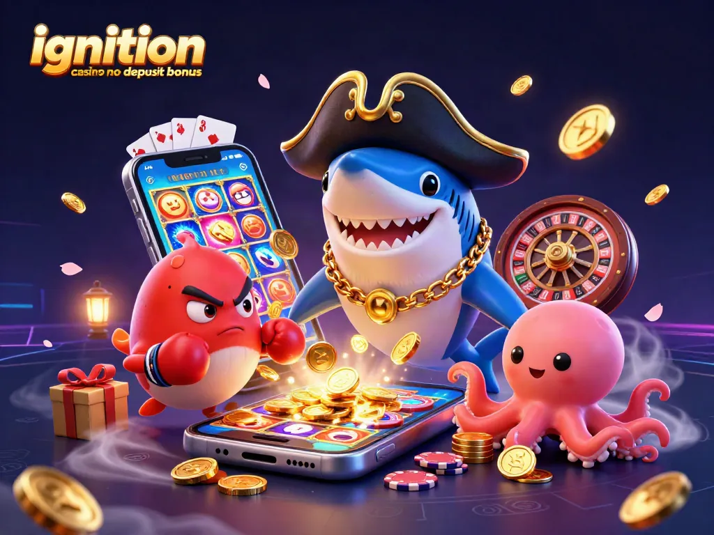 Play with exciting Ignition Casino no deposit bonus featuring colorful game elements and dynamic characters.