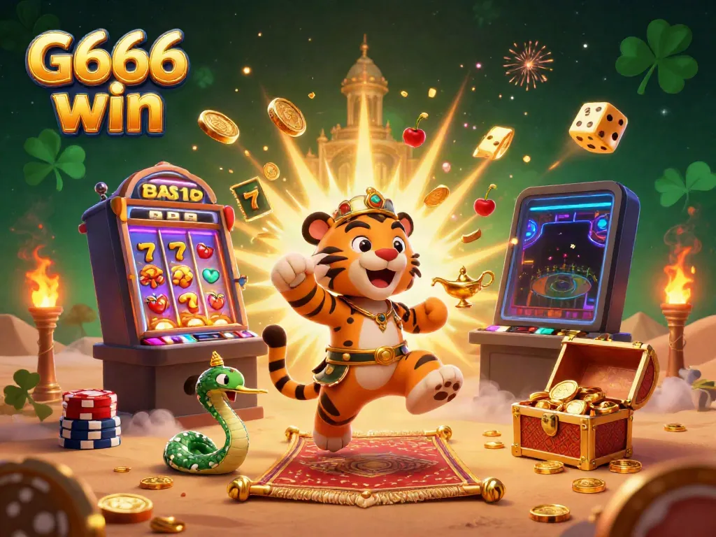 Experience the excitement of G666 win with a vibrant scene featuring a tiger sultan and jackpot delights.