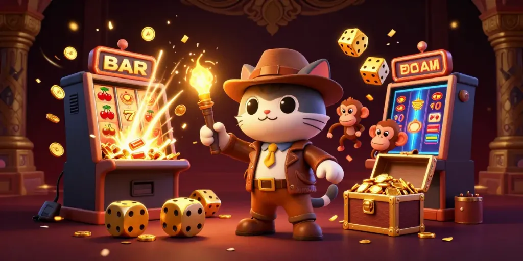 Engage with bujangtoto in this vibrant scene showcasing online casino magic with golden rewards.