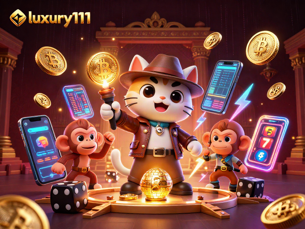 Explore the vibrant world of luxury111 with an archaeologist cat and crypto treasures!