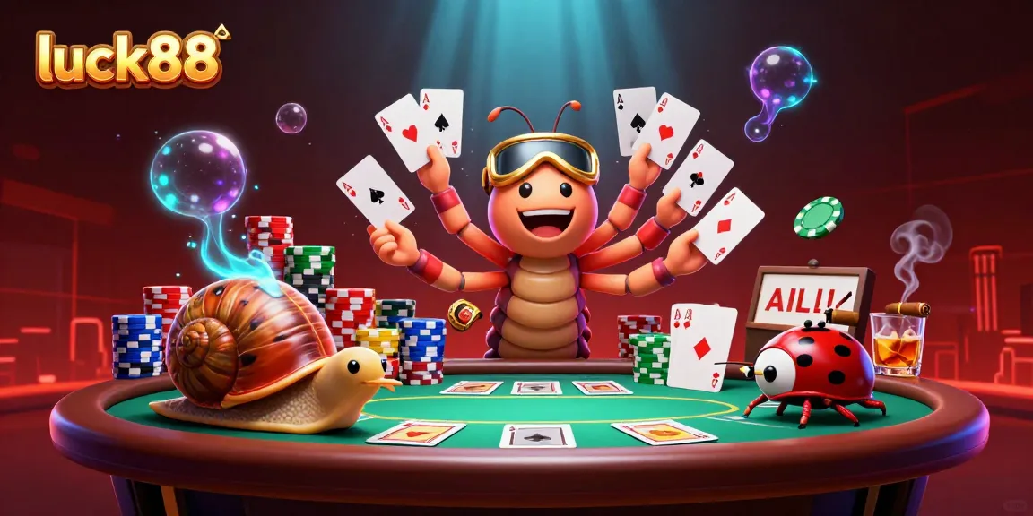 Engage in luck88 gaming with a vibrant casino scene featuring colorful poker elements and lively characters.
