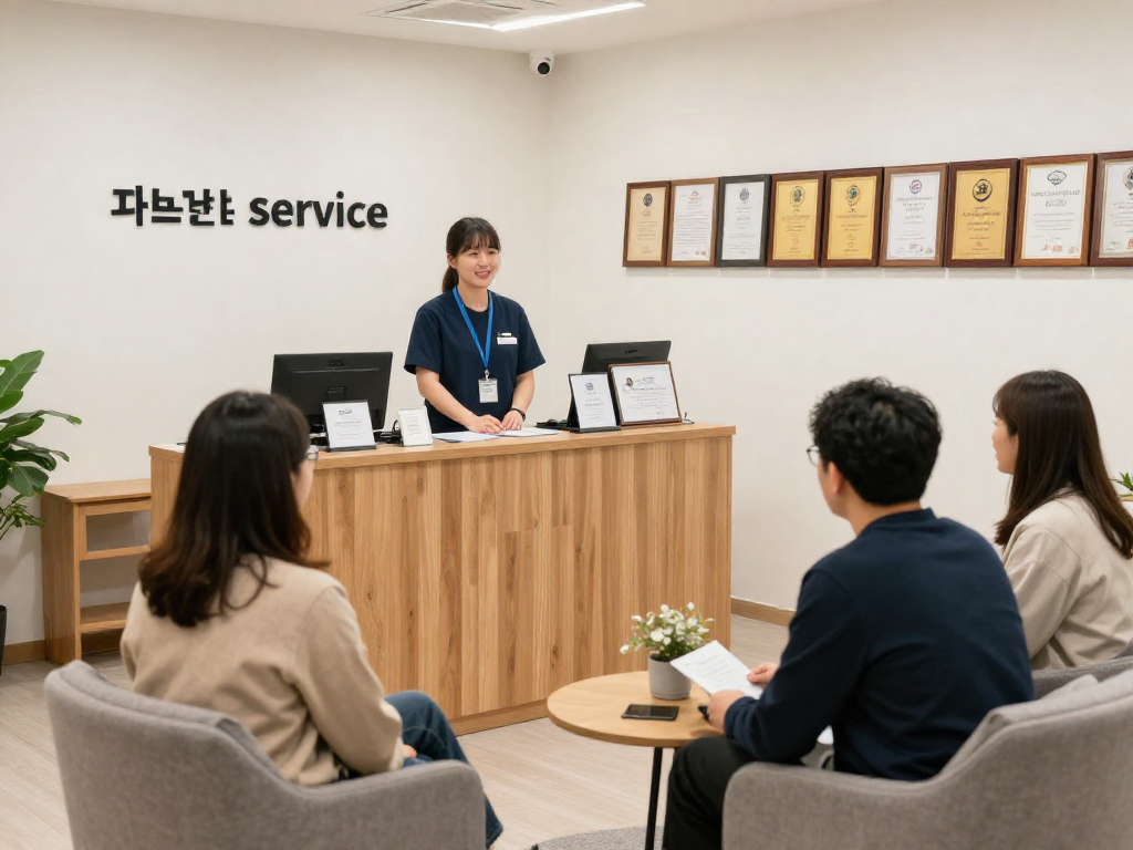 수원 인계동오피의 신뢰할 수 있는 지역 서비스 제공업체 친절한 직원과 고객 상담 장면