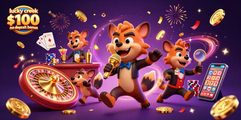 Claim the lucky creek $100 no deposit bonus while enjoying vibrant casino fun with hyenas!