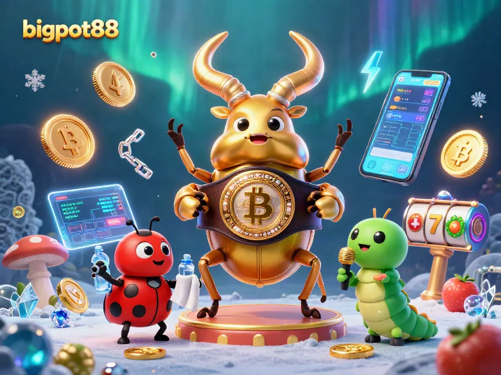 Bermain di bigpot88 dengan karakter unik seperti kumbang emas dan pelindung sambil menikmati permainan slot.