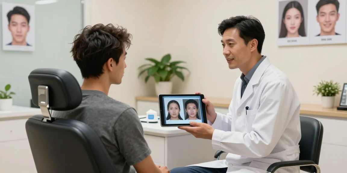 Consultation discussing hair transplant turkey price with a specialist in a modern clinic.