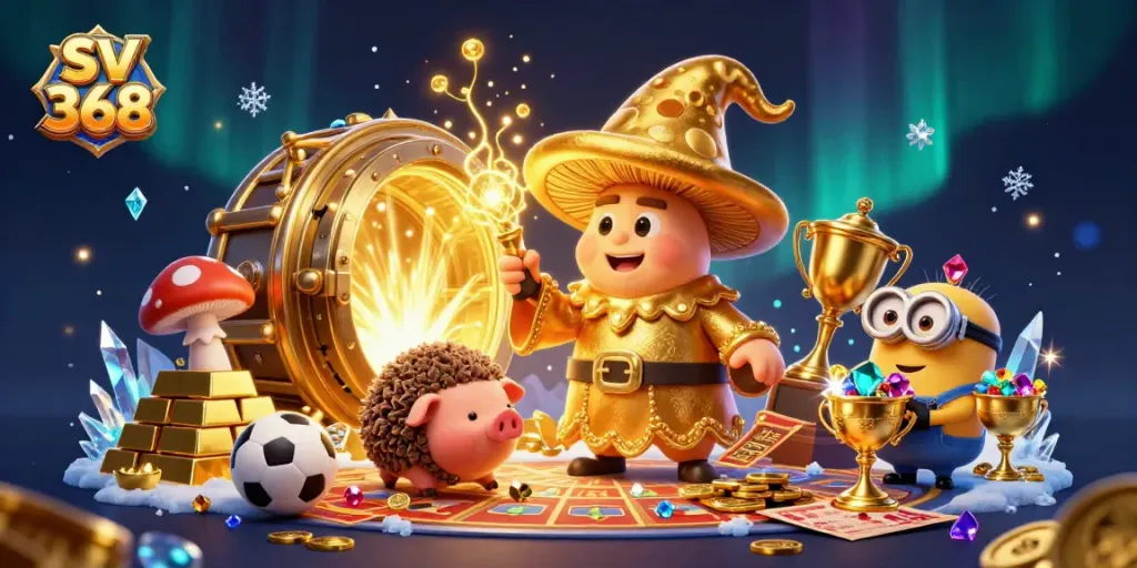 Experience thrilling sports action with sv 368 as the golden wizard guides you to treasure.