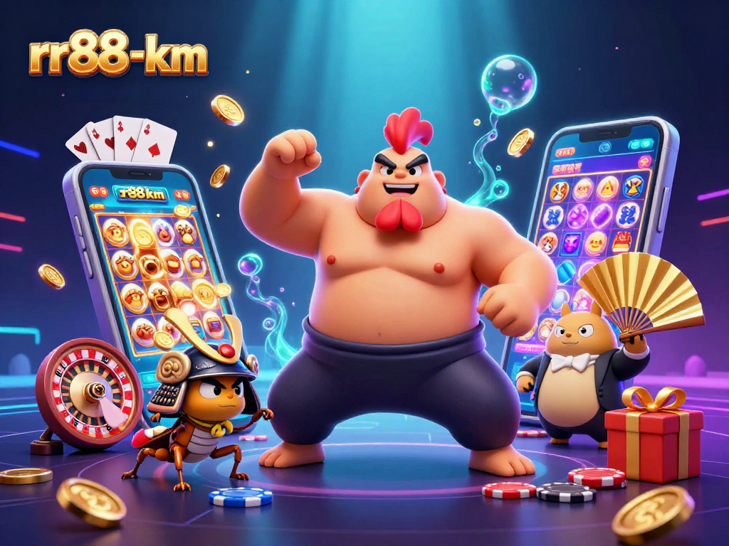 Experience thrilling action at rr88-km with a dynamic casino scene featuring mini-games and vibrant characters.