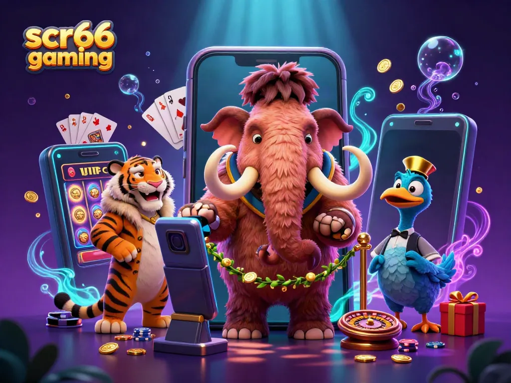 Experience the thrill of scr66 gaming with vibrant casino characters and dynamic game elements.