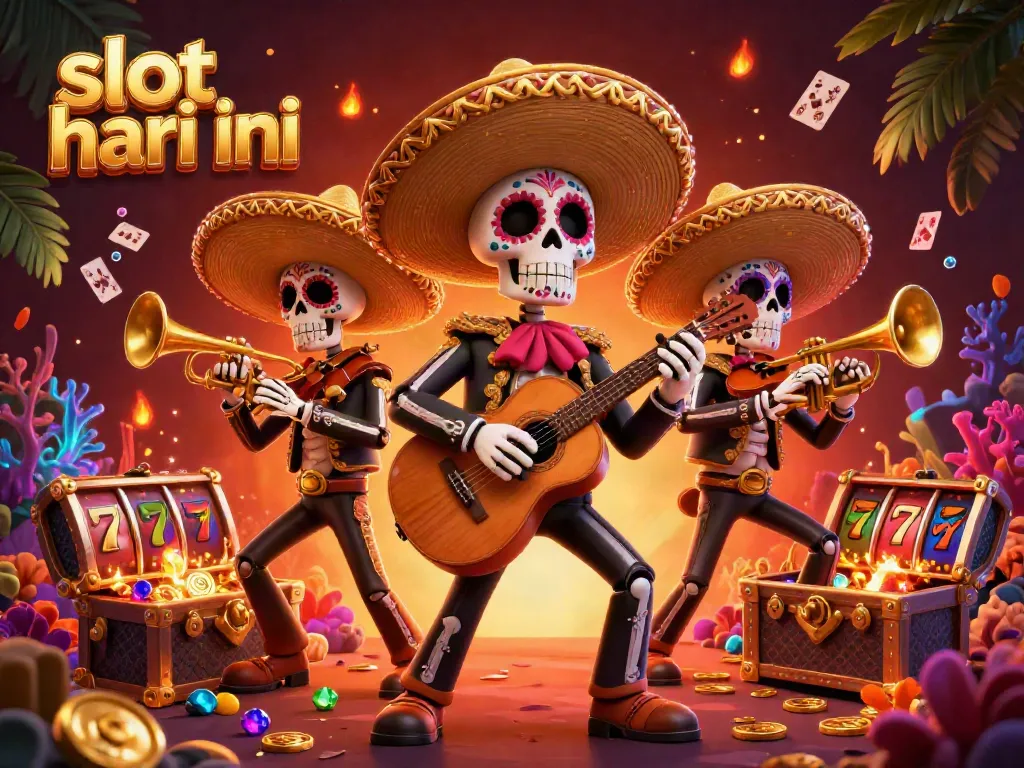 Raih jackpot dengan bermain slot hari ini yang penuh warna dan keberuntungan dari mariachi berwarna-warni.