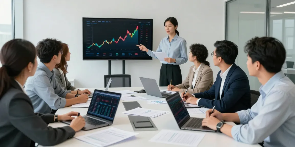 Tim profesional di https://dolar123.site/ berdiskusi strategi investasi di ruang rapat modern.