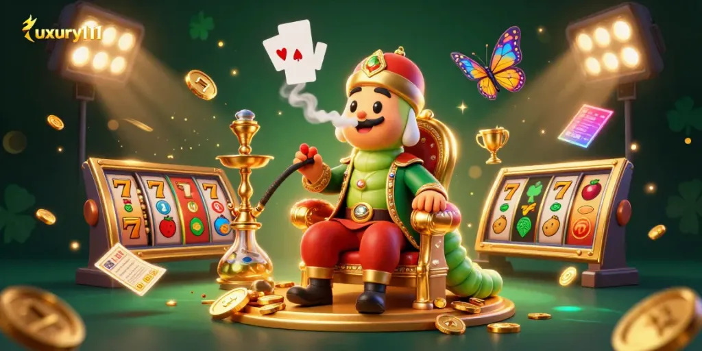 Experience the thrilling world of luxury111 with vibrant slot games and playful characters in a lively casino atmosphere.