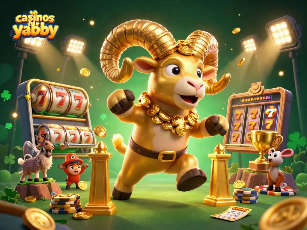 Experience thrilling action at casinos like yabby with a golden ram charging through jackpot elements.